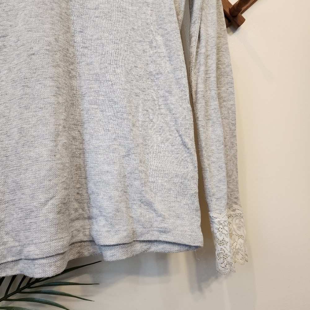 Ralph Lauren Thermal Long Sleeve Lace Top Womens XL Cream Henley Preppy Y2K - Picture 3 of 8